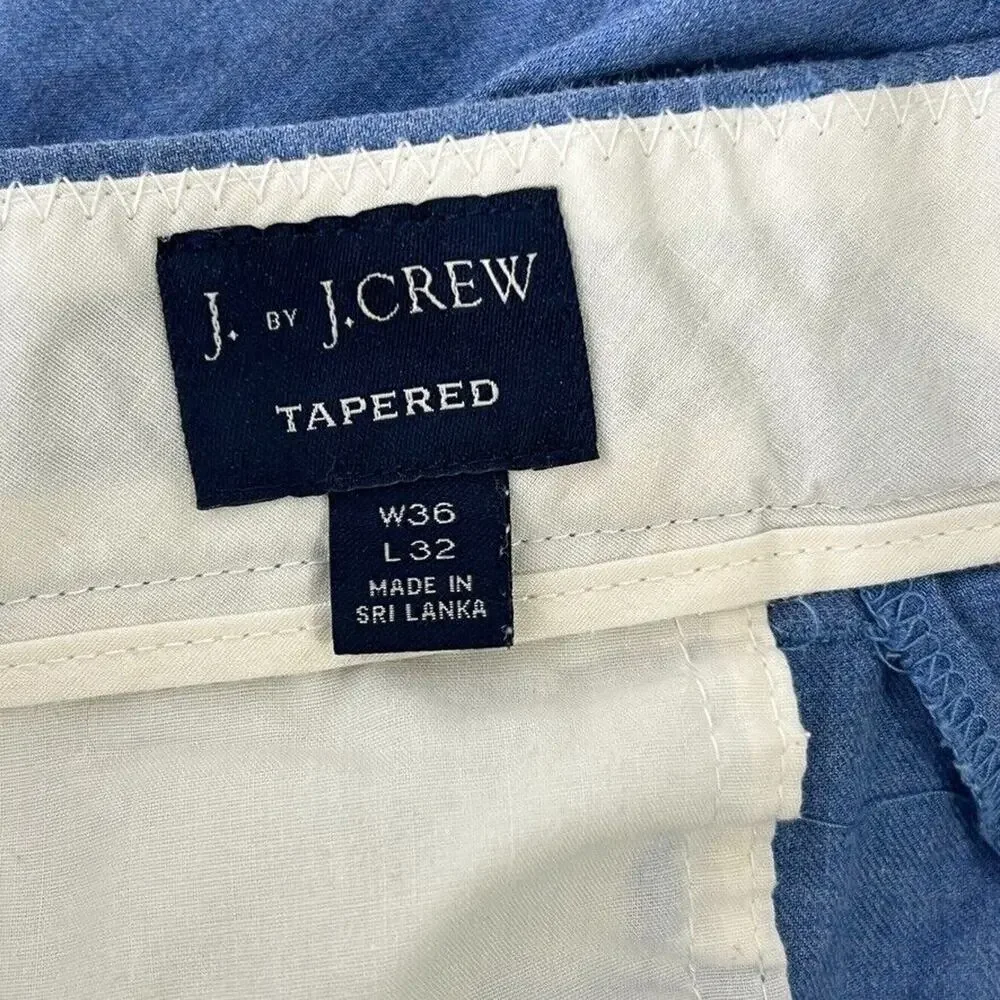 J Crew Men's Tapered Pants Blue Size 36 x 32 Cotton